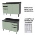 Cozinha Compacta Begônia 6 Portas 4 Gavetas com Vidro Mármore Lunar/Verde Mar/Freijó - Tecno Mobili