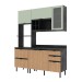 Cozinha Compacta Begônia 6 Portas 4 Gavetas com Vidro Mármore Lunar/Freijó/Verde Mar - Tecno Mobili