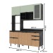 Cozinha Compacta Begônia 6 Portas 4 Gavetas com Vidro Mármore Lunar/Freijó/Verde Mar - Tecno Mobili