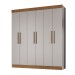 Guarda-Roupa Casal New Xangai 6 Portas 2 Gavetas 100% Mdf Lunar/Nogueira - Doripel