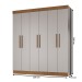 Guarda-Roupa Casal New Xangai 6 Portas 2 Gavetas 100% Mdf Lunar/Nogueira - Doripel