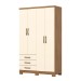 Guarda-Roupa Solteiro Caju 4 Portas 3 Gavetas Nature/Off White - Henn