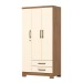 Guarda-Roupa Solteiro Açaí 3 Portas 2 Gavetas Nature/Off White - Henn
