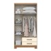 Guarda-Roupa Solteiro Açaí 3 Portas 2 Gavetas Nature/Off White - Henn