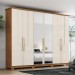 Guarda-Roupa Casal Magnus 6 Portas 6 Gavetas com Espelho Nature/Off White - Henn