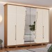 Guarda-Roupa Casal Dubai 6 Portas 6 Gavetas com Espelho Nature/Off White - Henn