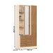 Guarda-Roupa Solteiro Doha 2 Porta 3 Gavetas com Espelho Off White/Nature - Henn