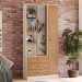 Guarda-Roupa Solteiro Doha 2 Porta 3 Gavetas com Espelho Off White/Nature - Henn