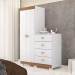 Cômoda Roupeiro Taywan 2 Portas 4 Gavetas Branco/Camarim - Pnr Móveis