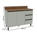 Balcão de Cozinha 120 Cm Koya 2 Portas 3 Gavetas Verde Oliva - Politorno