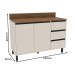 Balcão de Cozinha 120 Cm Koya 2 Portas 3 Gavetas Creme - Politorno