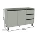 Balcão de Cozinha para Pia 120 Cm Koya 2 Portas 3 Gavetas Verde Oliva - Politorno