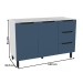 Balcão de Cozinha para Pia Meena 2 Portas 3 Gavetas Branco/Azul - Politorno