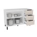 Balcão de Cozinha para Pia Meena 2 Portas 3 Gavetas Branco/Creme - Politorno