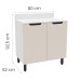 Balcão de Cozinha 80 Cm Meena 2 Portas Branco/Creme - Politorno