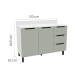 Balcão de Cozinha 120 Cm Meena 2 Portas 3 Gavetas Branco/Verde - Politorno