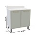 Balcão de Cozinha 80 Cm Amara 2 Portas Branco/Verde - Politorno