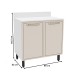 Balcão de Cozinha 80 Cm Amara 2 Portas Branco/Creme - Politorno