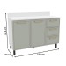 Balcão de Cozinha Amara 120 Cm 2 Portas 3 Gavetas Branco/Verde - Politorno