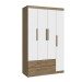 Guarda-Roupa Solteiro 4 Portas 2 Gavetas Wood/Branco Brilho - Decibal