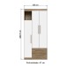 Guarda-Roupa Solteiro 3 Portas 2 Gavetas Wood/Branco Brilho - Decibal