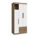 Guarda-Roupa Solteiro 3 Portas 2 Gavetas Wood/Branco Brilho - Decibal
