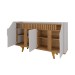 Balcão Buffet Tamisa 4 Portas Ripado Off White/Cinamomo - Móveis Bechara