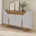 Balcão Buffet Tamisa 4 Portas Ripado Off White/Cinamomo - Móveis Bechara