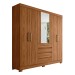 Guarda-Roupa Casal ópera 6 Portas 4 Gavetas com Espelho Nogueira Touch - Demóbile