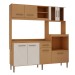 Cozinha Compacta Helena 8 Portas 1 Gaveta com Vidro Freijó/Off White Laca - Genialflex