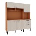 Cozinha Compacta Fiore 4 Portas 3 Gavetas 100% Mdf Freijó/Off White - Genialflex