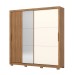 Guarda-Roupa Casal Vasti 2 Portas 4 Gavetas Ripado com Espelho Nature/Off White - Henn