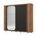Guarda-Roupa Casal Mozzate 2 Portas 6 Gavetas Ripado com Espelho Flex Nature/Off White/Preto Hp - Henn