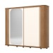 Guarda-Roupa Casal Mozzate 2 Portas 6 Gavetas Ripado com Espelho Flex Nature/Off White/Preto Hp - Henn