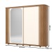 Guarda-Roupa Casal Mozzate 2 Portas 6 Gavetas Ripado com Espelho Flex Nature/Off White/Preto Hp - Henn