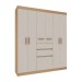 Guarda-Roupa Solteiro Berna 6 Portas 3 Gavetas Freijó/Off White Laca - Genialflex