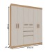 Guarda-Roupa Solteiro Berna 6 Portas 3 Gavetas Freijó/Off White Laca - Genialflex