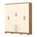 Guarda-Roupa Casal Caju 6 Portas 3 Gavetas Nature/Off White - Henn