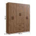 Guarda-Roupa Solteiro Texas 6 Portas 2 Gavetas Castanho - Doripel Móveis