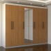 Guarda-Roupa Casal Nirvana Plus 8 Portas 4 gavetas com Espelho Branco/Cinamomo - Panorama Móveis