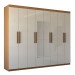 Guarda-Roupa Casal Nirvana 8 Portas 4 gavetas com Espelho Cinamomo/Branco - Panorama Móveis
