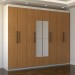 Guarda-Roupa Casal Nirvana 8 Portas 4 gavetas com Espelho Branco/Cinamomo - Panorama Móveis