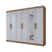 Guarda-Roupa Casal Aurora 6 Portas 2 Gavetas com Espelho Marrocos/Off White - Panorama Móveis