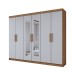 Guarda-Roupa Casal Aurora 6 Portas 2 Gavetas com Espelho Marrocos/Off White - Panorama Móveis