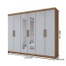 Guarda-Roupa Casal Aurora 6 Portas 2 Gavetas com Espelho Marrocos/Off White - Panorama Móveis