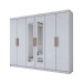 Guarda-Roupa Casal Aurora 6 Portas 2 Gavetas com Espelho Branco Neve - Panorama Móveis