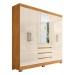 Guarda-Roupa Casal ópera 6 Portas 4 Gavetas com Espelho Cinamon/Off White - Demóbile