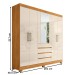 Guarda-Roupa Casal ópera 6 Portas 4 Gavetas com Espelho Cinamon/Off White - Demóbile