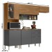 Cozinha Completa Alba 8 Portas 2 Gavetas com Vidro Amêndola/Grafito Prime Tx - Demóbile