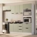 Cozinha Completa Meena 8 Portas 4 Gavetas Branco/Verde Oliva - Politorno